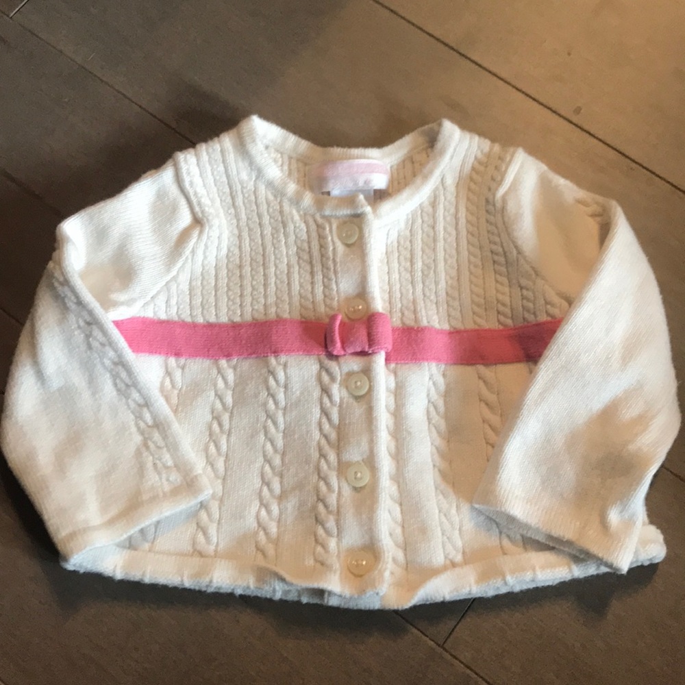 Janie and Jack Pink Bow Cableknit Sweater 3-6 Mo